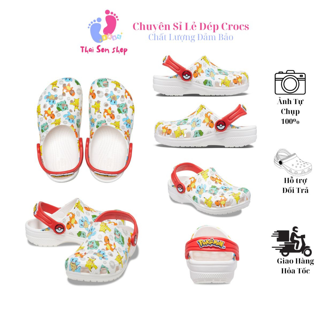 [ Tặng 10 Sticker ] Dép Cross Pokemon cho bé trai bé gái Thái Sơn Shop Sục Crocs Classic nam nữ ngườ
