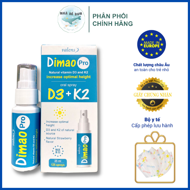 Dimao Pro D3K2 - Bổ Sung Vitamin D3 K2 Dạng Xịt Tăng Hấp Thu Canxi, Tăng Chiều Cao Cho Bé
