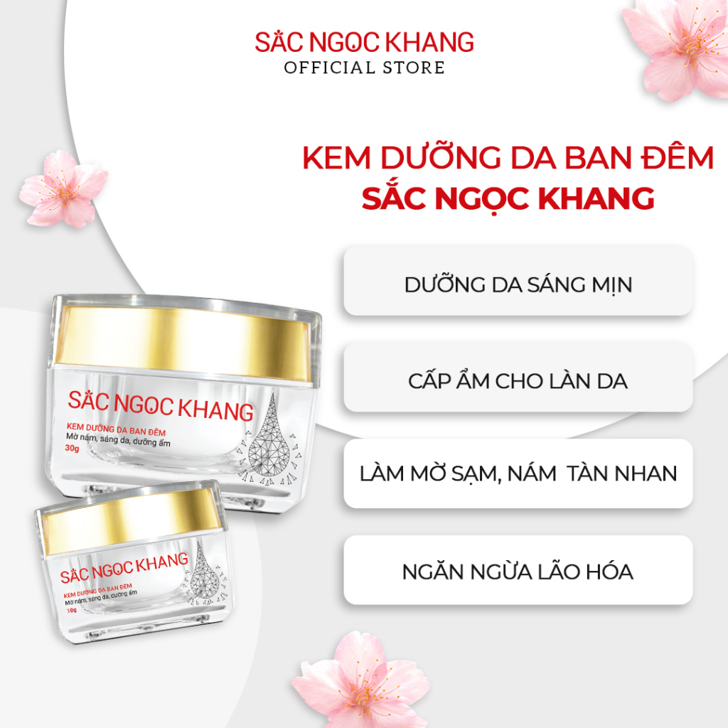 Bộ đôi kết hợp giảm nám 1 [Viên uống Sắc Ngọc Khang vi tảo lục &  Kem dưỡng da ban đêm Sắc Ngọc Khang 10g]