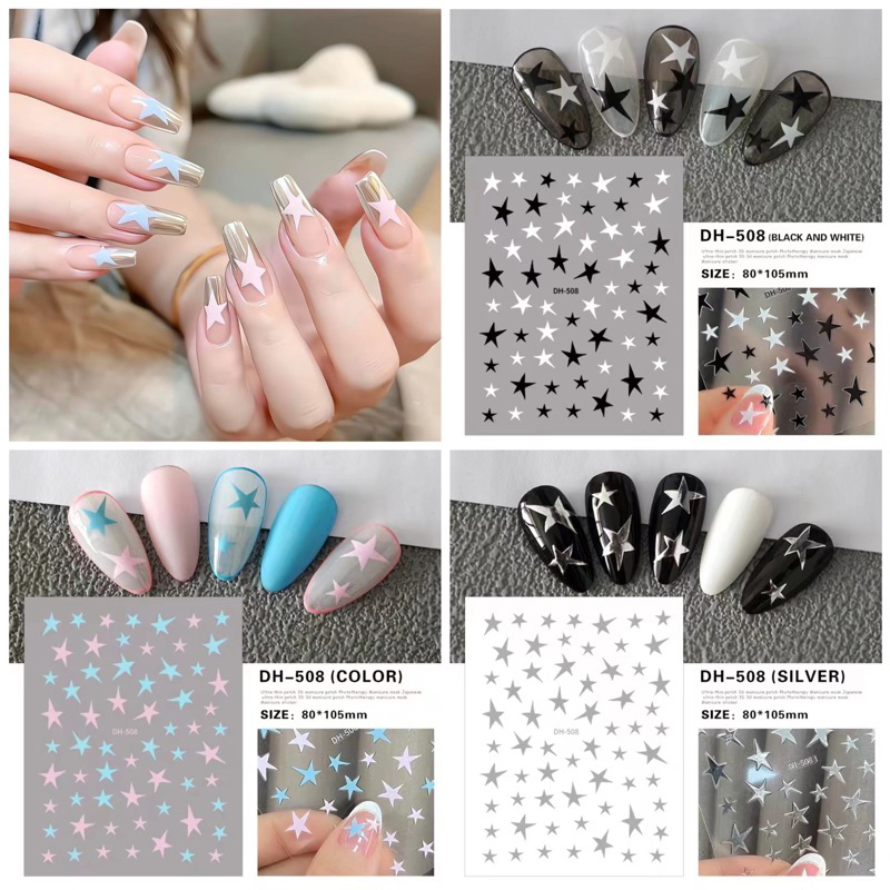 1 miếng sticker ngôi sao dán móng tay siêu xinh