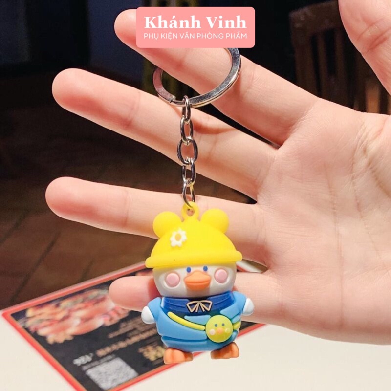 Móc Khoá Chú Vit Đội Mũ Hoa - Phụ Kiện Văn Phòng Phẩm Khánh Vinh