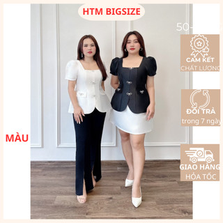 Áo bigsize nữ kiểu 5 nơ sang chảnh chất tafta HTM 50-90 kg