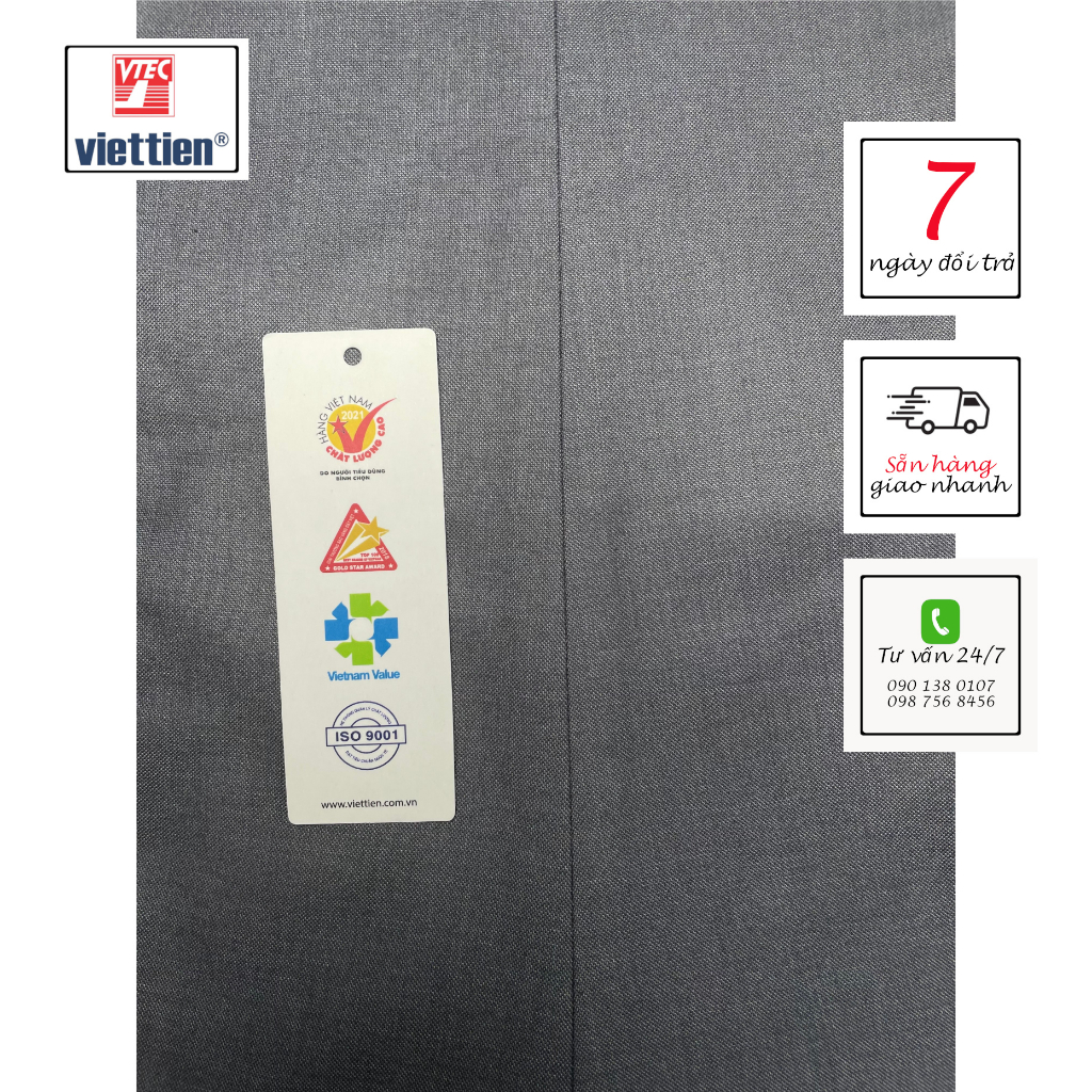 VIETTIEN - QUẦN TÂY NAM 1R4200, 65% POLY, 35% RAYON, MÀU XÁM L. GREY