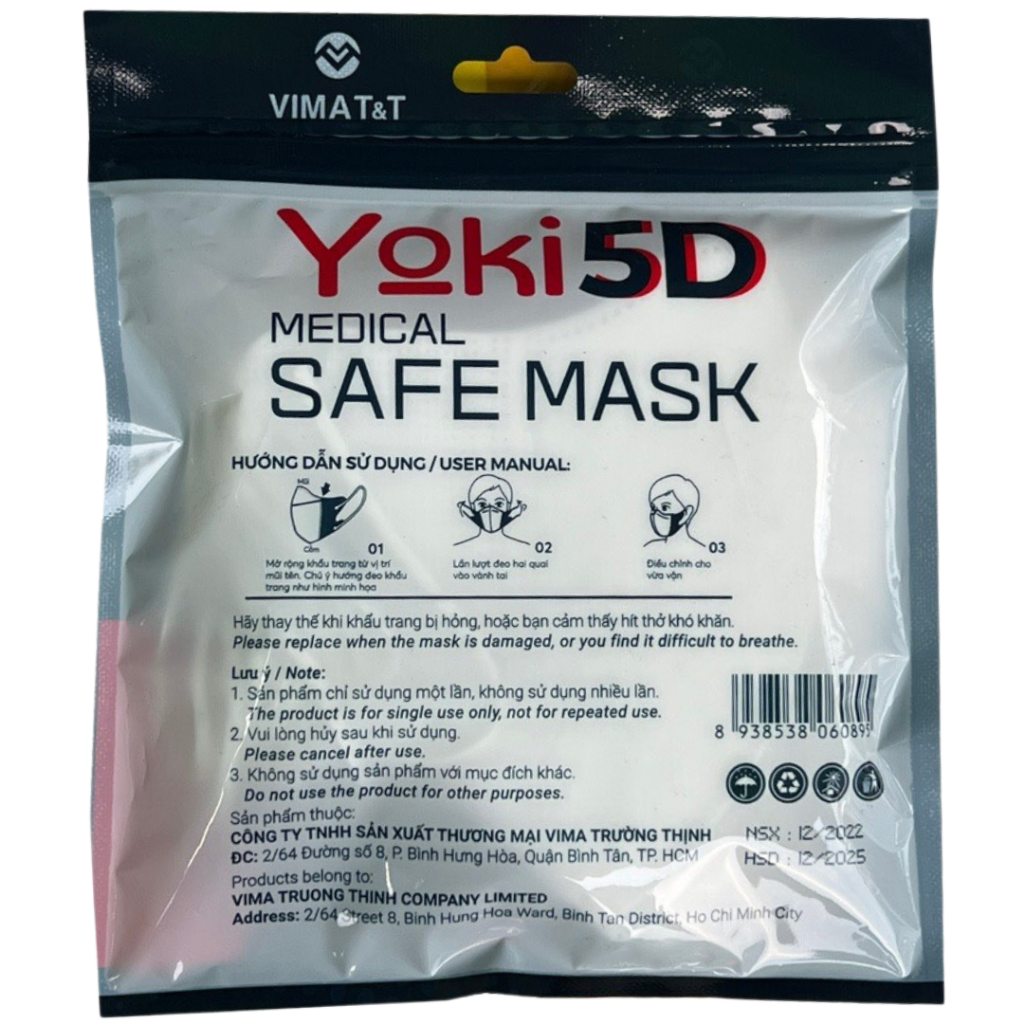 Khẩu trang 5D mask YOKI quai thun 4 lớp kháng khuẩn và kháng bụi mịn PM2.5