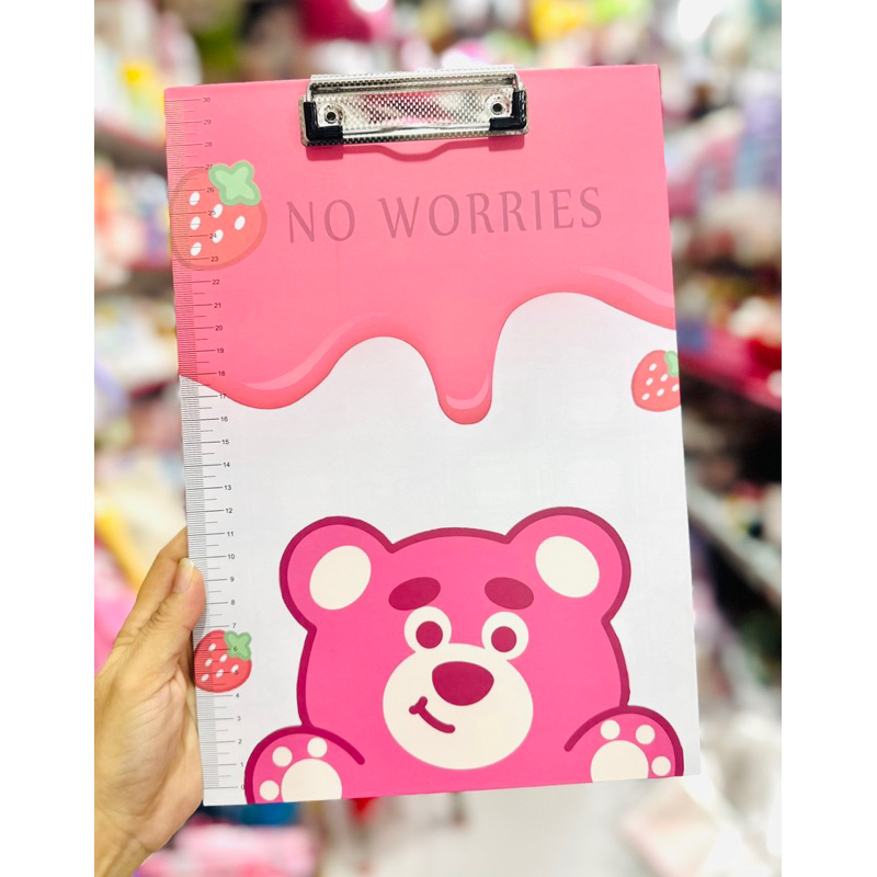 Bìa Kẹp Tài Liệu, Bìa Trình Ký Khổ A4 Gấu Dâu LOTSO/Gấu LOOPY - 1 Cái
