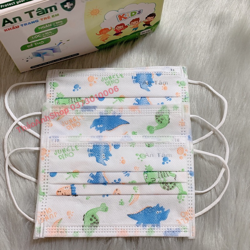 Hộp 50 Cái - Khẩu Trang Y Tế Kháng Khuẩn Trẻ Em Hình Siêu Dễ Thương Dành Cho Bé Dưới 12Tuổi