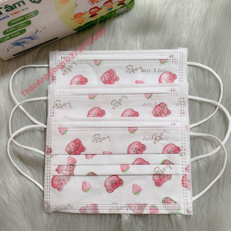 Hộp 50 Cái - Khẩu Trang Y Tế Kháng Khuẩn Trẻ Em Hình Siêu Dễ Thương Dành Cho Bé Dưới 12Tuổi
