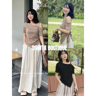  Áo 1 dây lệch vai rút eo vạt nhọn chất thun zip DORITA BOUTIQUE 