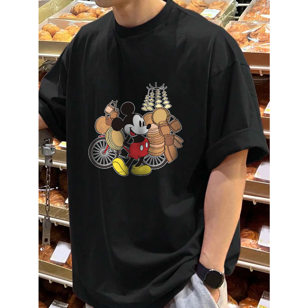 Áo Thun Nam Nữ In Hình Chuột Mickey Việt Nam Bán Nón Lá Chất Liệu Cotton Mềm Mịn Co Giãn Thoáng Mát