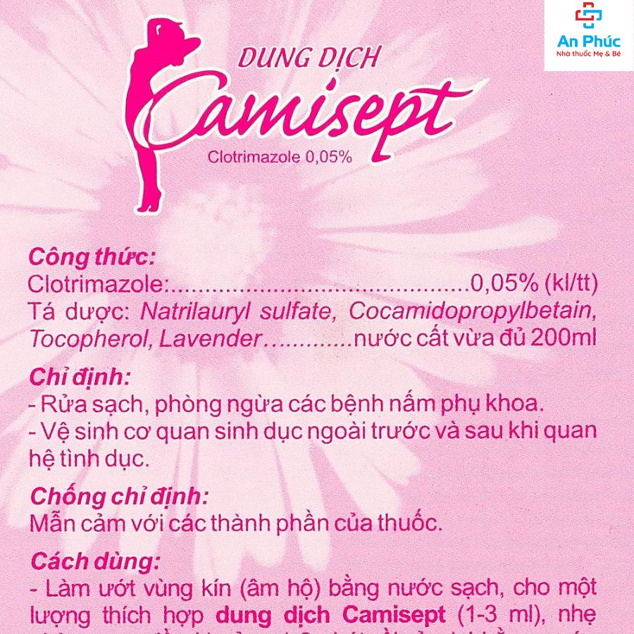 Dung Dịch Vệ Sinh Phụ Nữ Camisept Cân Bằng PH Giảm Ngứa Khử Mùi Chống Nấm Dưỡng Ẩm Cho Cô Bé 200ml