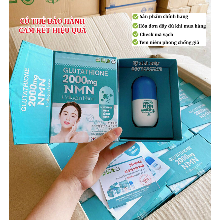 Viên Uống Trắng Da Glutathione 2000mg , viên uống glutathione 2000mg giúp sạch nám, trắng da bật tông