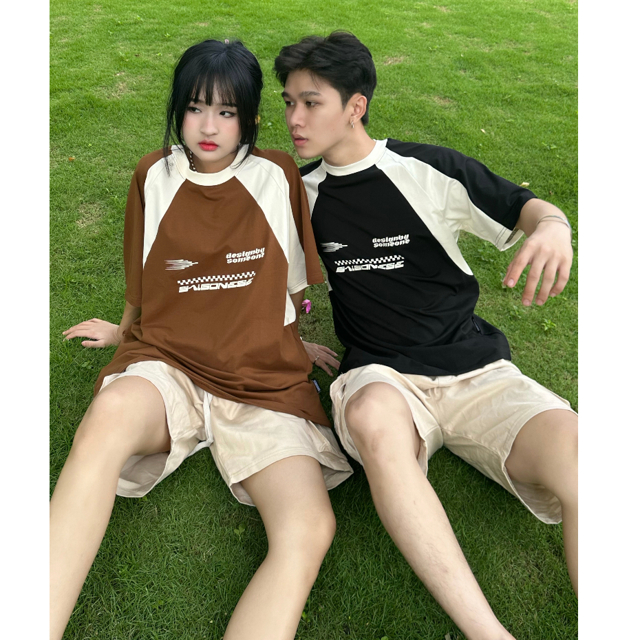 Áo Thun Raglan SAIGONESE Phông Cotton Premium Blockcore Form Rộng Unisex / Nâu