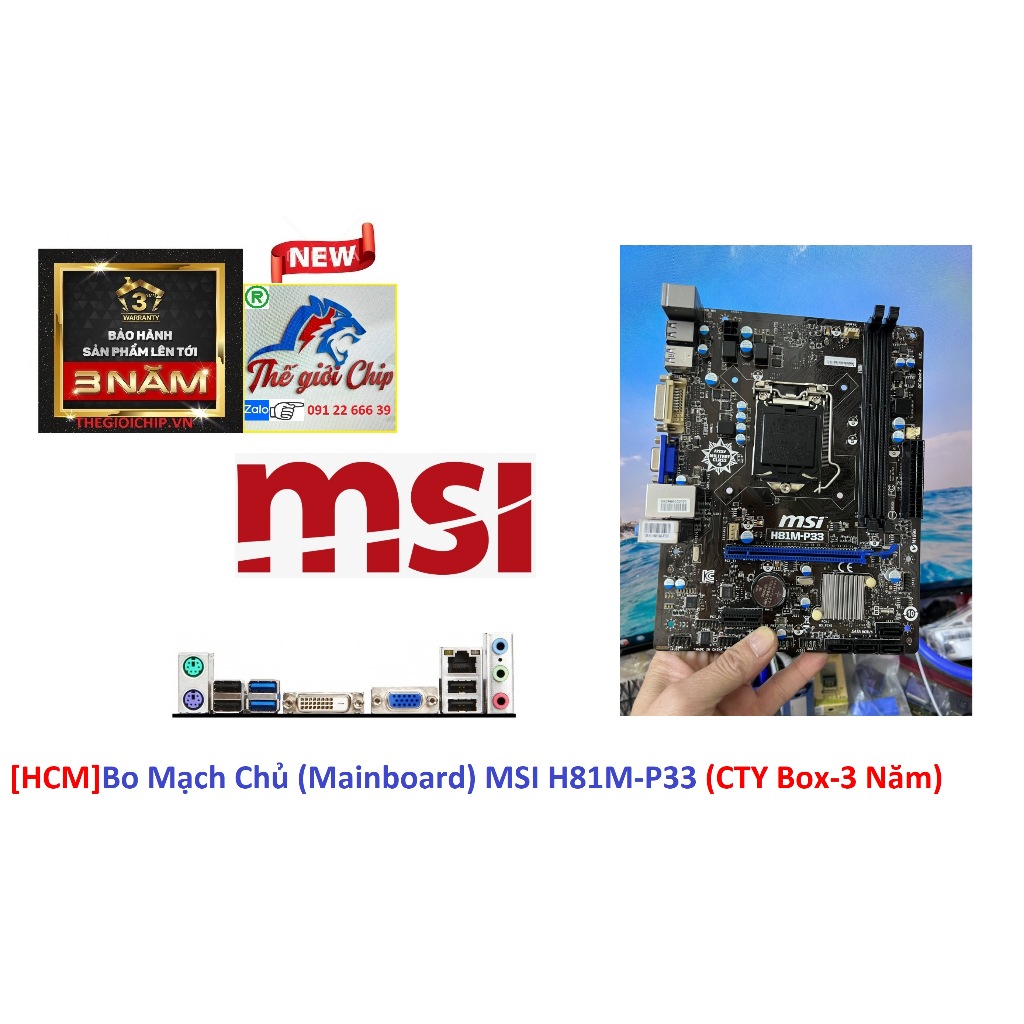 [HCM]Bo Mạch Chủ (Mainboard) MSI H81M-P33 (CTY Box-3 Năm)