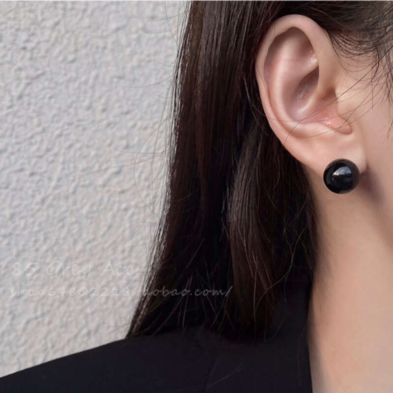 Bông tai nụ cơ bản hạt đen nhiều size phong cách thời trang thanh lịch cho nam nữ