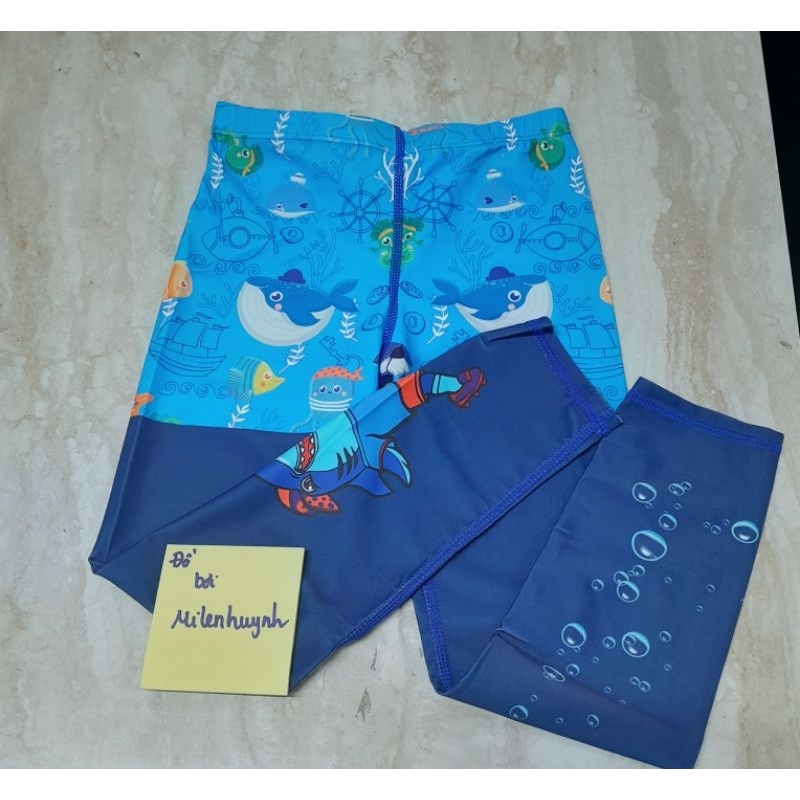 Sét đồ bơi áo tay dài, quần dài bé trai P2418 mẫu cá mập đá bóng, cá mập không gian, ngộ nghĩnh cho bé trai hiệu Yibaidu