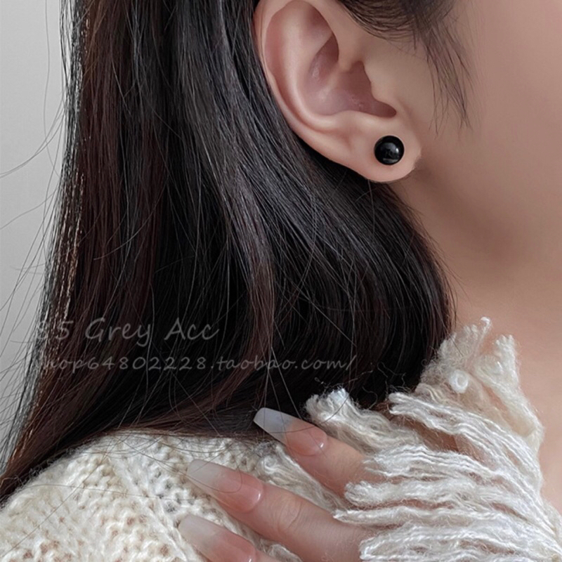 Bông tai nụ cơ bản hạt đen nhiều size phong cách thời trang thanh lịch cho nam nữ