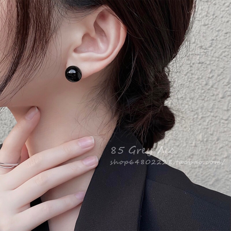 Bông tai nụ cơ bản hạt đen nhiều size phong cách thời trang thanh lịch cho nam nữ