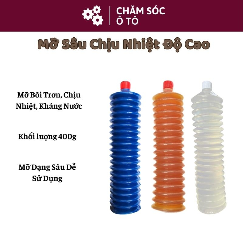 Mỡ Sâu, Mỡ Bò Bôi Trơn Chịu Nhiệt 120*C/ 180*C/ 360*C Đóng Chai Dạng Con Sâu 400g - Chamsocoto