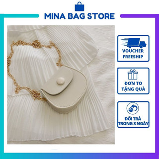 Túi xách nữ đeo chéo xinh xắn, túi xách nữ mini phối dây xích nhỏ gọn nhiều màu cực đáng yêu MINA T019