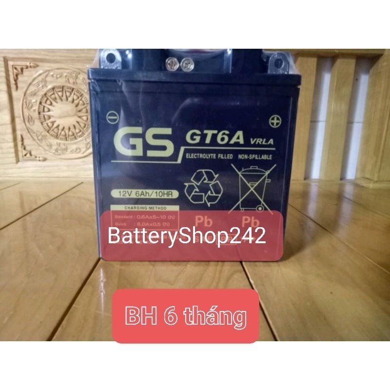Ắc Quy Khô CHÍNH HÃNG GS GT6A 12V-6Ah Dùng cho Dream; Sirius; Jupiter; Exciter 110 .