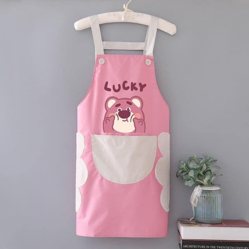 Tạo dề nấu ăn họa tiết hình gấu, dâu tây dễ thương