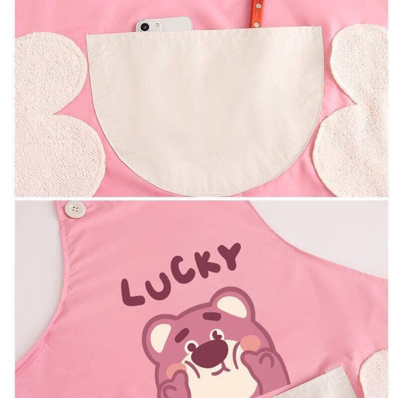 Tạo dề nấu ăn họa tiết hình gấu, dâu tây dễ thương