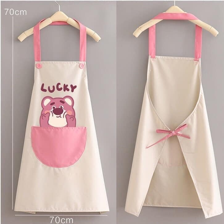 Tạo dề nấu ăn họa tiết hình gấu, dâu tây dễ thương