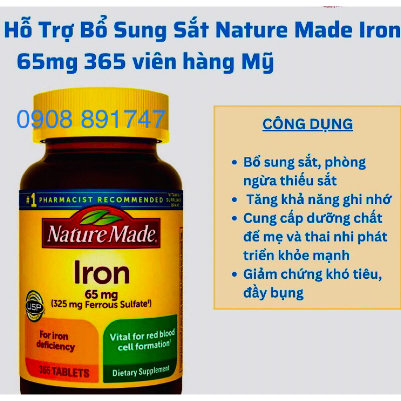 (🇺🇸USA)365 Viên U ống B ổ M áu và B ổ sung S ắt I ron. Exp:03/2025