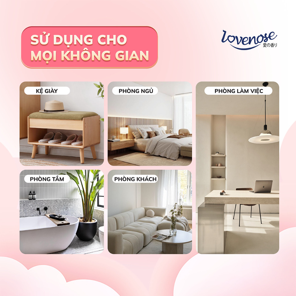 Lọ tỏa hương Lovenose 250ml hương thơm tự nhiên dễ chịu khử mùi sáp thơm phòng thế hệ mới 60 ngày