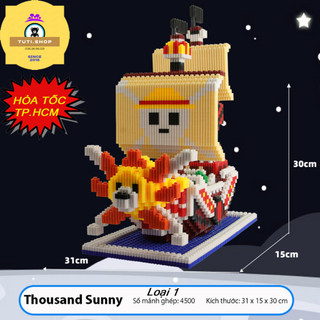 Tàu thousand sunny, loại 1 4500pcs, mô hình lắp ráp mini 3d tàu onepiece, thuyền thousand sunny, tàu hải tặc