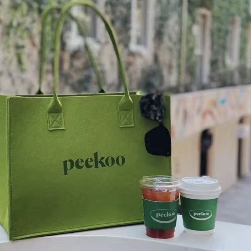 Túi Xách Tay In Chữ Peekoo Màu Xanh , Giỏ Xách Thiết Kế Sang Trọng Độc Đáo Đẹp Lạ | Vui Vẻ Shop