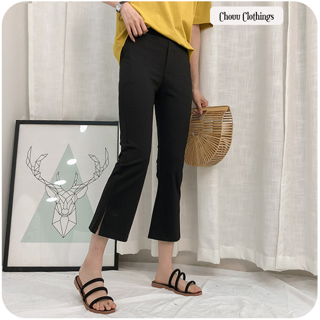 Quần Ống Loe, Quần Loe Nữ Xẻ Tà Lưng Cao Chất Vải Cao Cấp Thiết Kế Xẻ Ngang Độc Đáo - Bigsize - Chouu Clothings