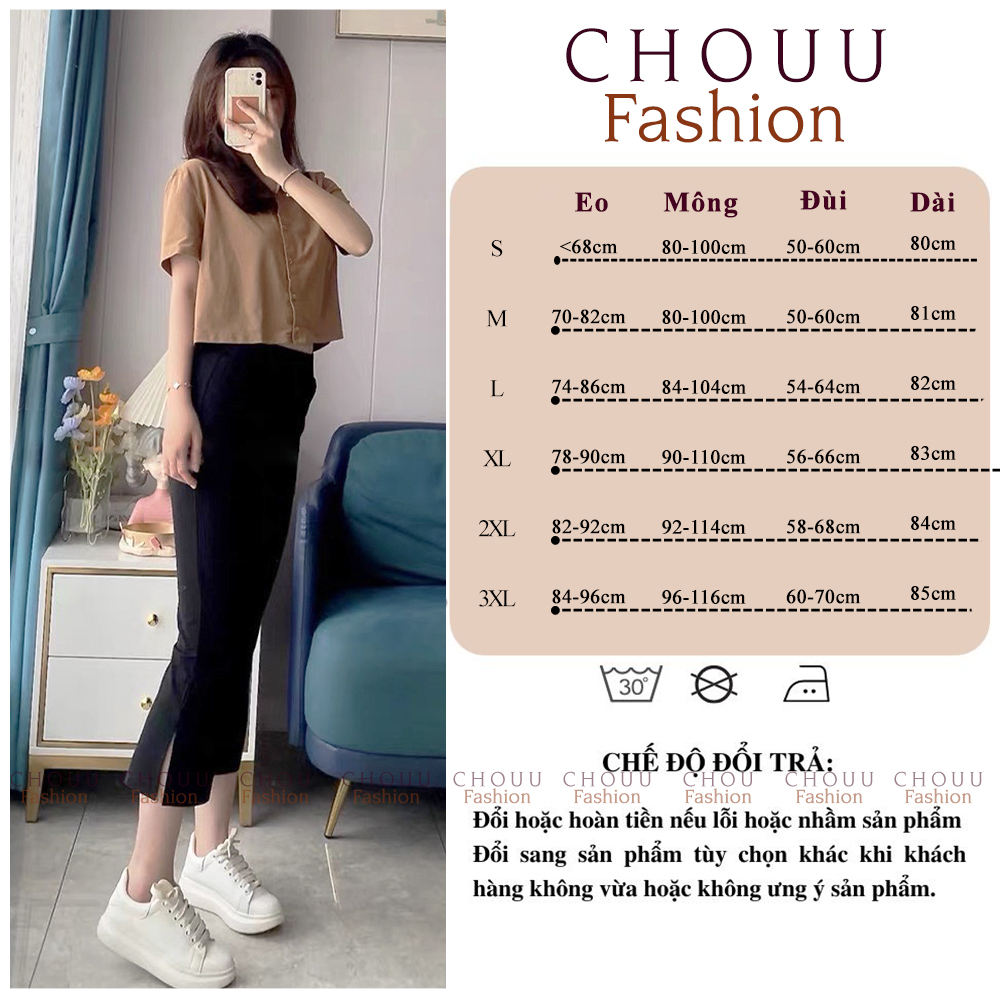 Quần Ống Loe, Quần Loe Nữ Xẻ Tà Lưng Cao Chất Vải Cao Cấp Thiết Kế Xẻ Ngang Độc Đáo - Bigsize - Chouu Clothings