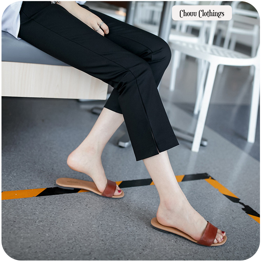 Quần Ống Loe, Quần Loe Nữ Xẻ Tà Lưng Cao Chất Vải Cao Cấp Thiết Kế Xẻ Ngang Độc Đáo - Bigsize - Chouu Clothings