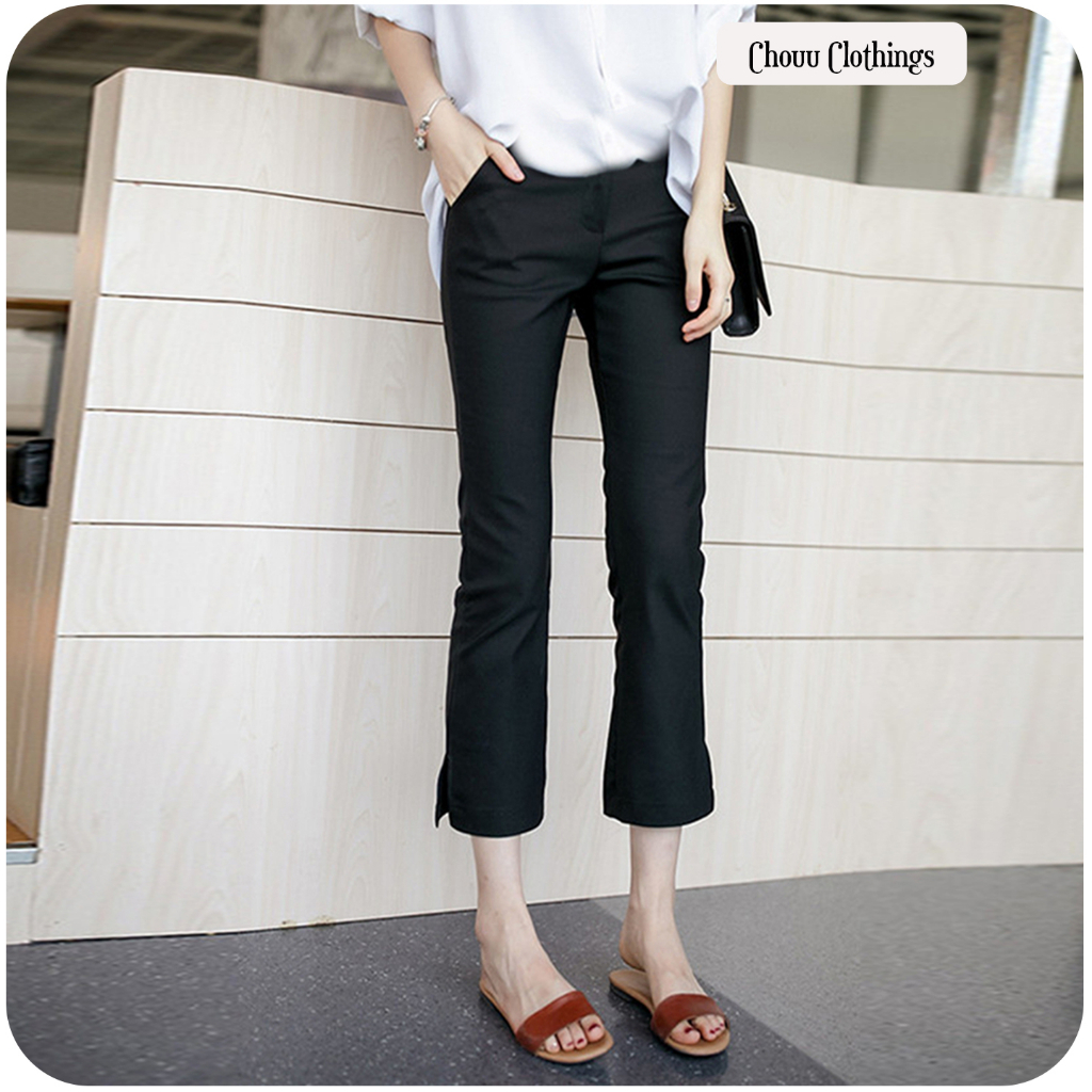 Quần Ống Loe, Quần Loe Nữ Xẻ Tà Lưng Cao Chất Vải Cao Cấp Thiết Kế Xẻ Ngang Độc Đáo - Bigsize - Chouu Clothings