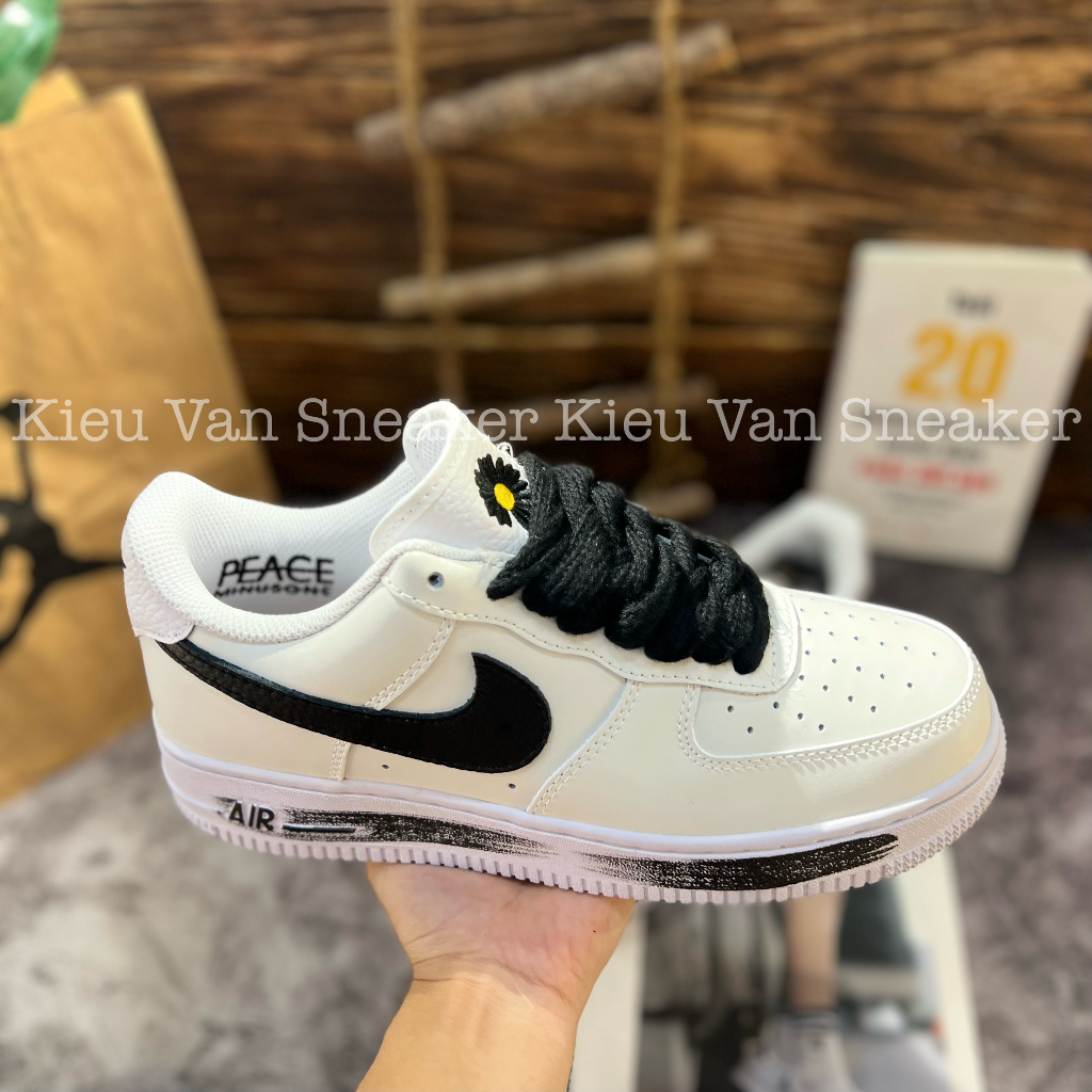 Giày_Nike Air Force 1 Hoa Cúc Tróc Sơn Trắng, Sneaker Bản Lai Au G-Dragon  Full Pk Cao Cấp