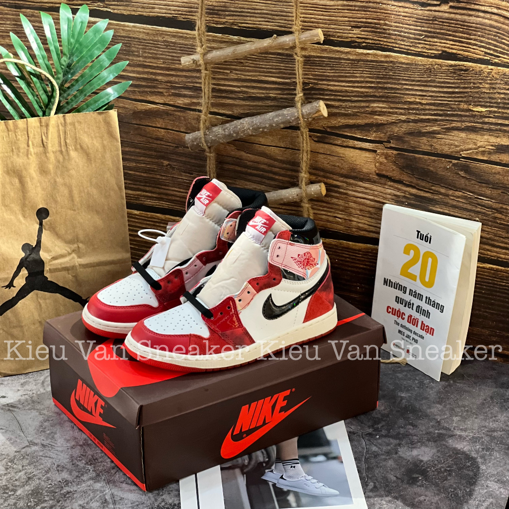 Giày Spider-Man × Nike Air Jordan 1 Retro High OG SP Next Chapterr Giày Jd Cao Cổ Đỏ Bóng