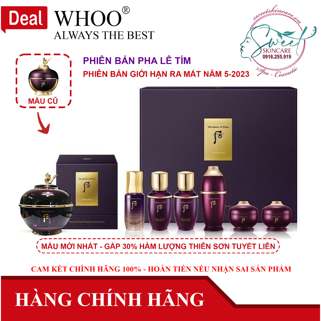Bộ Kem Mặt Hoàn Lưu Cao WHOO Hwanyu Cream Special Set 8 Sản Phẩm Chống Lão Hoá, Mờ Sạm Nám, Tàn Nhang - Bản giới hạn