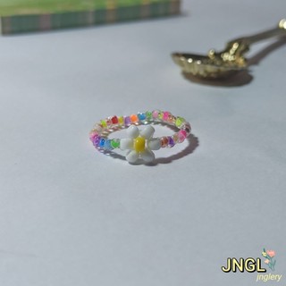 Nhẫn Hoa Hạt Cườm Sắc Màu Co Giãn RF9