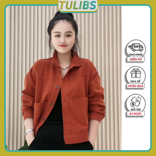 Áo khoác kaki nữ croptop lửng ngắn nhiều màu sắc trẻ trung, túi trong tiện lợi Tulibs