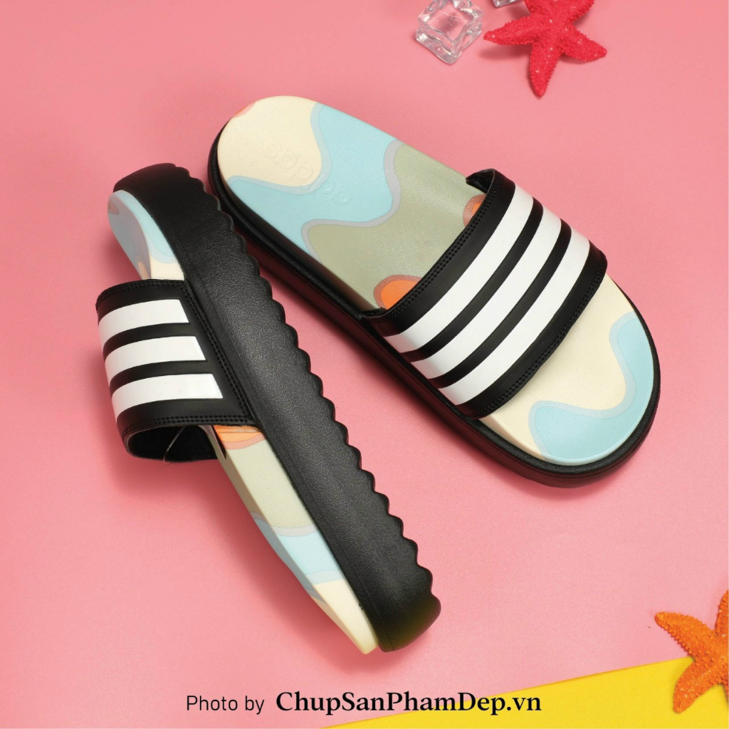 Dép quai ngang Adidas Plus 3D nữ  Dép adidas Platform bánh mì nữ đế cao 5cm cao su mềm siêu êm phối đồ xinh