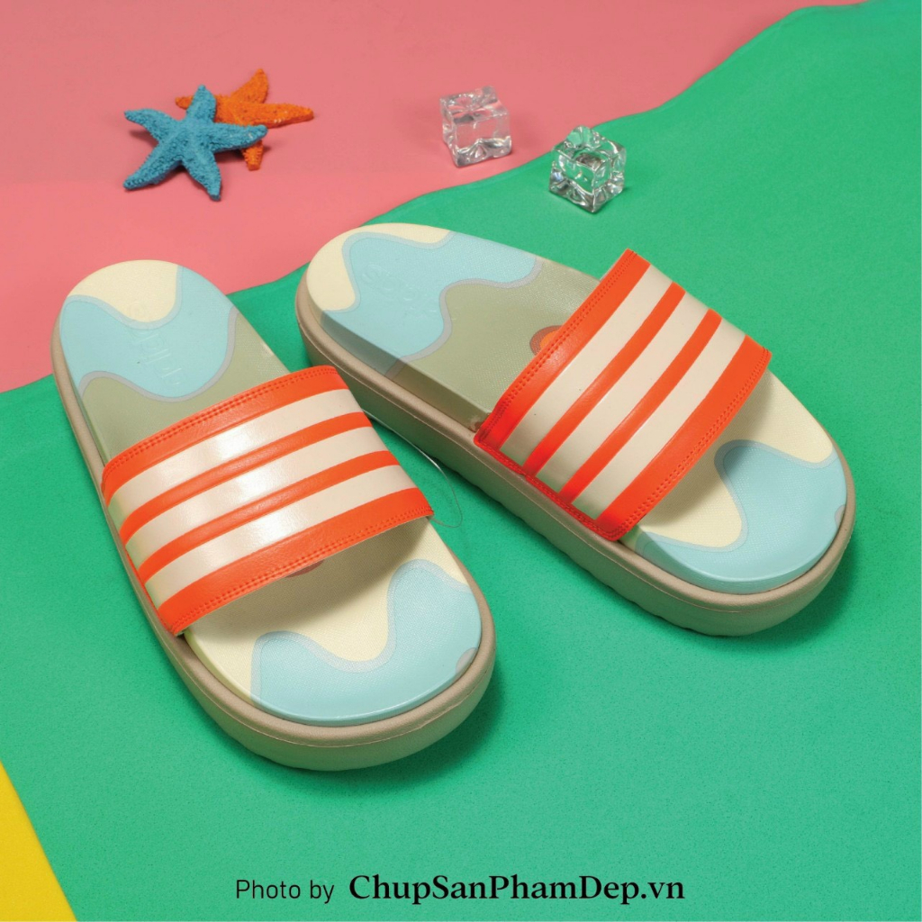 Dép quai ngang Adidas Plus 3D nữ  Dép adidas Platform bánh mì nữ đế cao 5cm cao su mềm siêu êm phối đồ xinh