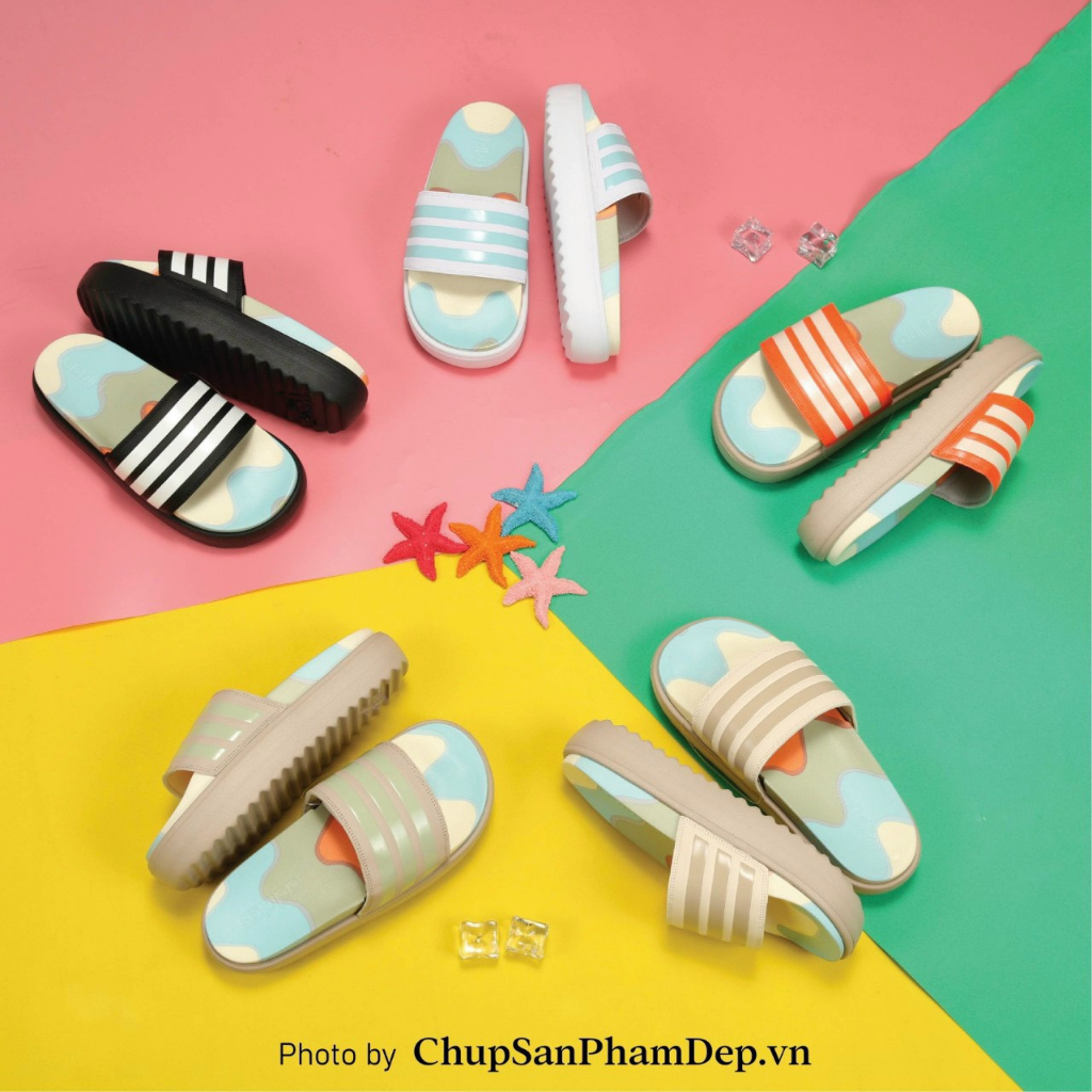 Dép quai ngang Adidas Plus 3D nữ  Dép adidas Platform bánh mì nữ đế cao 5cm cao su mềm siêu êm phối đồ xinh