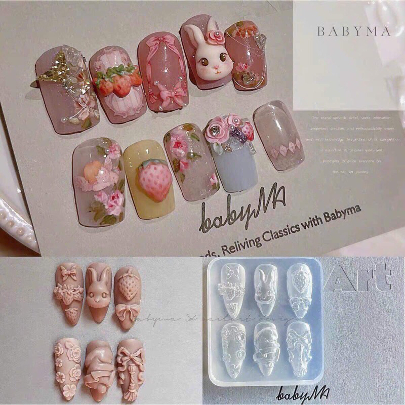 Khuôn thỏ babyma, khuôn silicon nail, khuôn thỏ nail