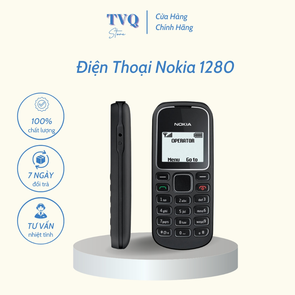 Điện Thoại Nokia 1280 Còn Zin Chính Hãng Kèm Dây Sạc Bảo Hành 6 Tháng (TVQ Store)