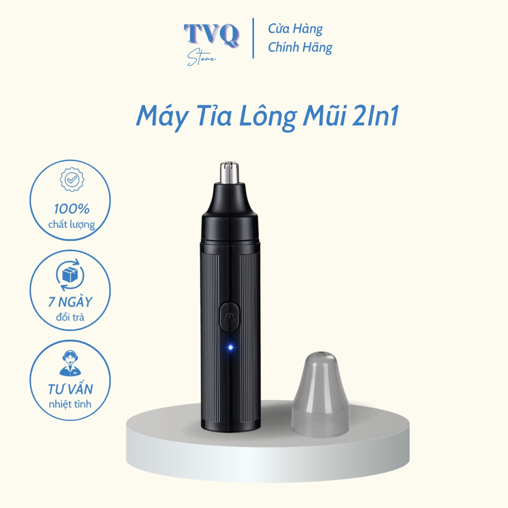 Máy Tỉa Lông Mũi, Cạo Râu 2 In 1 Chống Nước Cao Cấp Hàng Chính Hãng (Tvq Store)