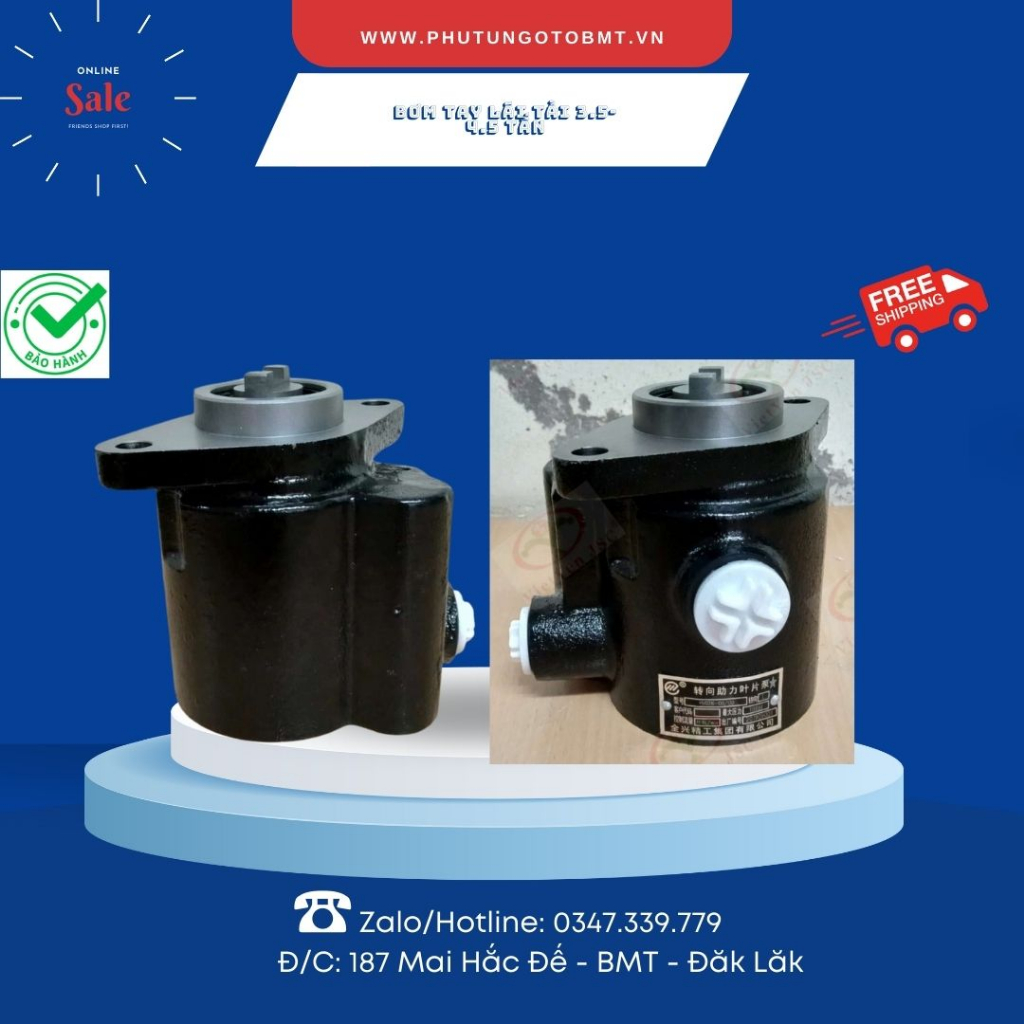 Bơm trợ lực lái xe tải 4.5 tấn, Mã số HV0316-100/130 cá, quay trái, cổ F52, 2 tai tâm ốc 104, 2 lỗ dầu xa M20*M24