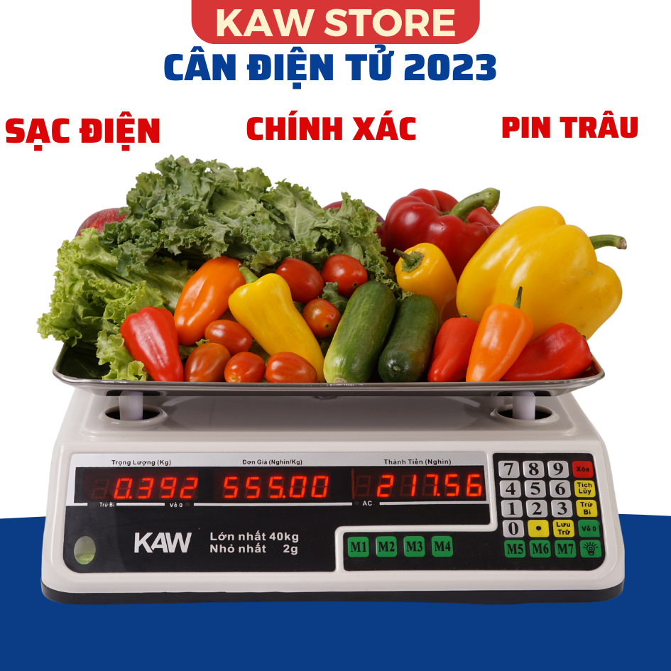 Cân Điện Tử Tính Tiền Chống nước KAW K550 Cân Siêu Chính Xác, Hiển thị 2 Mặt, Phím Bấm Tiếng Việt