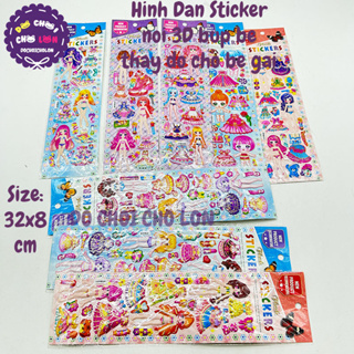 Hình dán sticker nổi 3D hình búp bê thay đồ nhiều mẫu size 32x8 cm đồ chơi