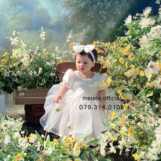 [XẢ KHO] Váy đầm công chúa thiết kế cho bé gái siêu bồng bềnh tay cộc Bunny chất voan Hàn - Mẹ Tê Tê